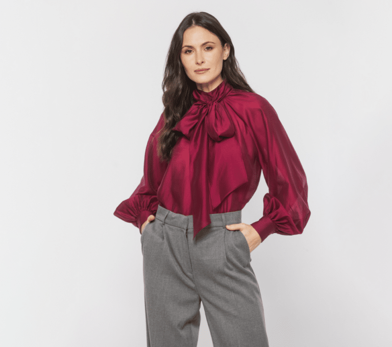 Wizualizacja kobiety w bordowej bluzce Bialcon