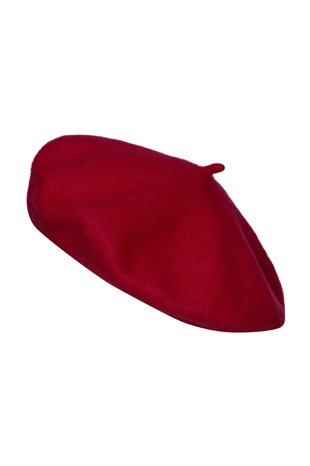 Wełniany bordowy beret