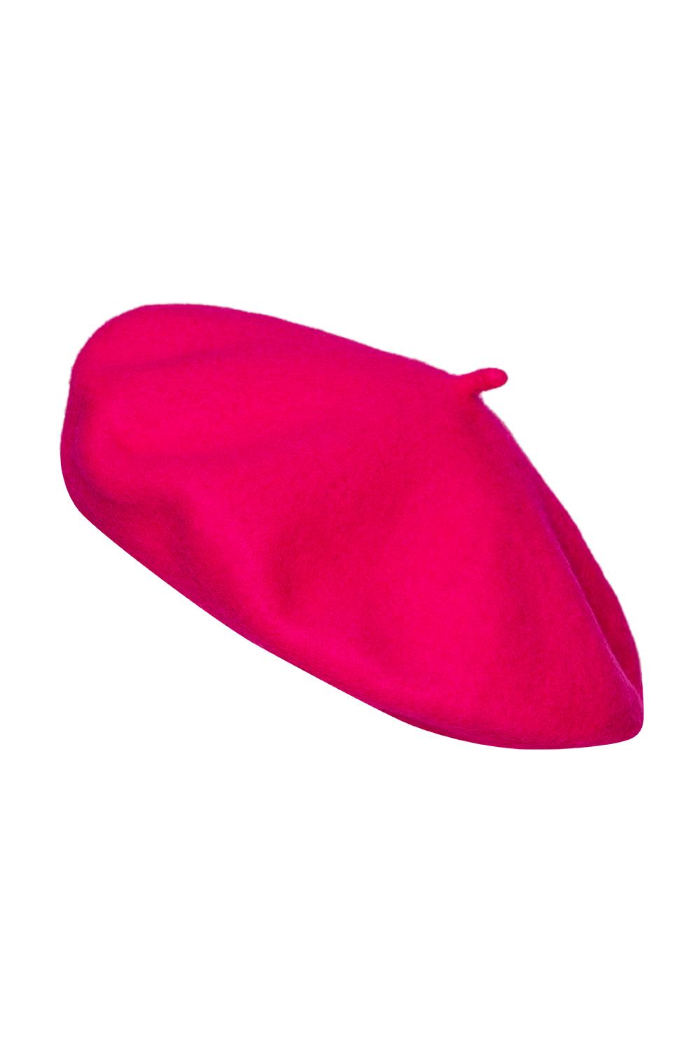 Wełniany różowy beret