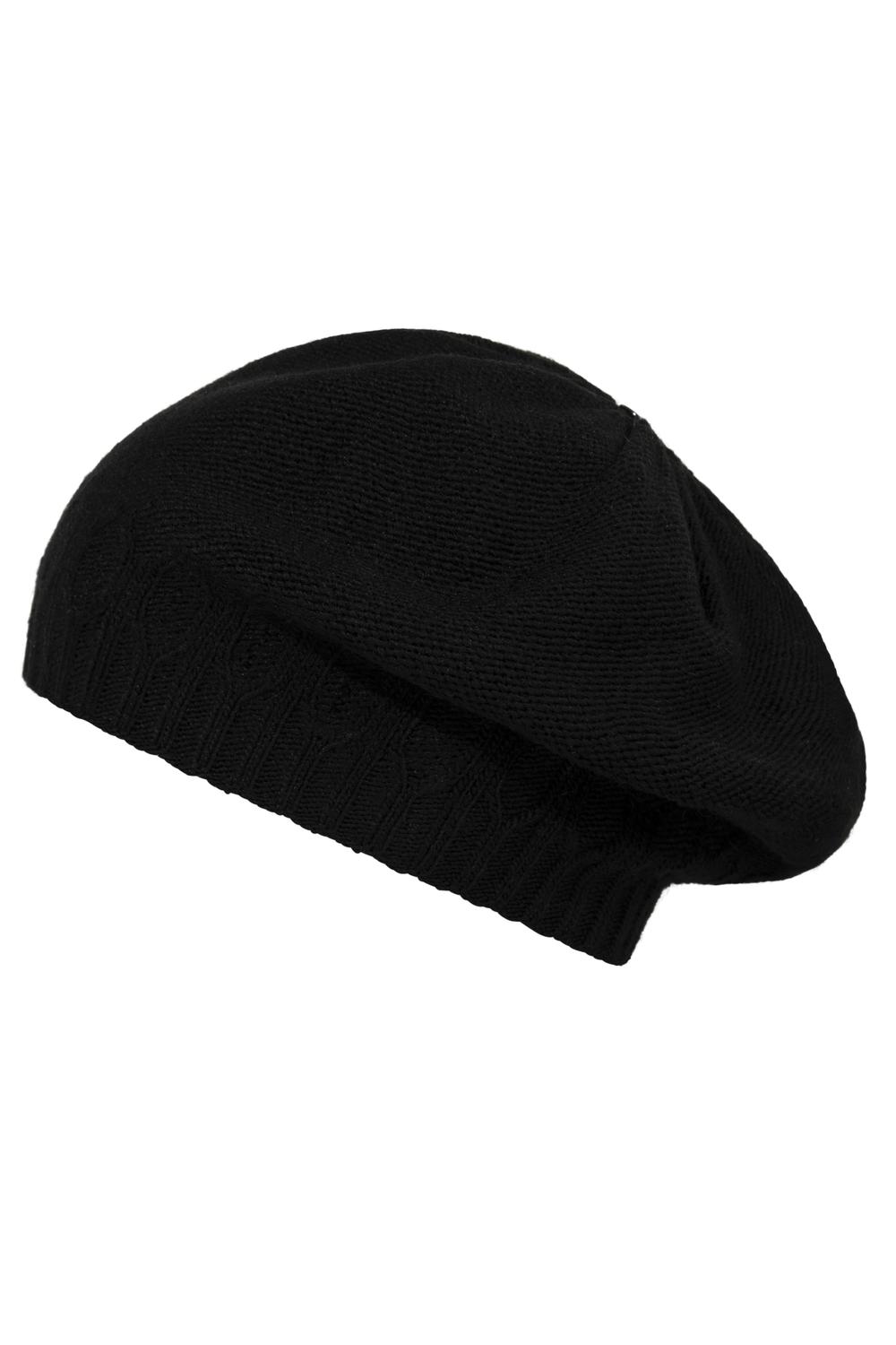 Czarny beret z kryształkami