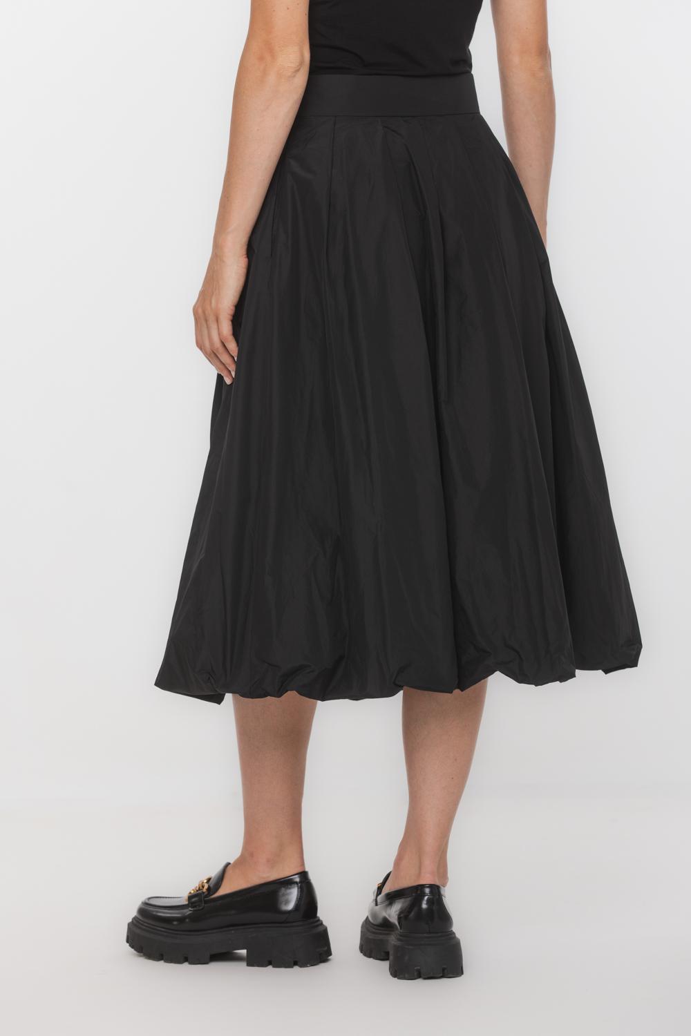 Black taffeta bubble skirt with pleats and pockets | Bialcon.pl