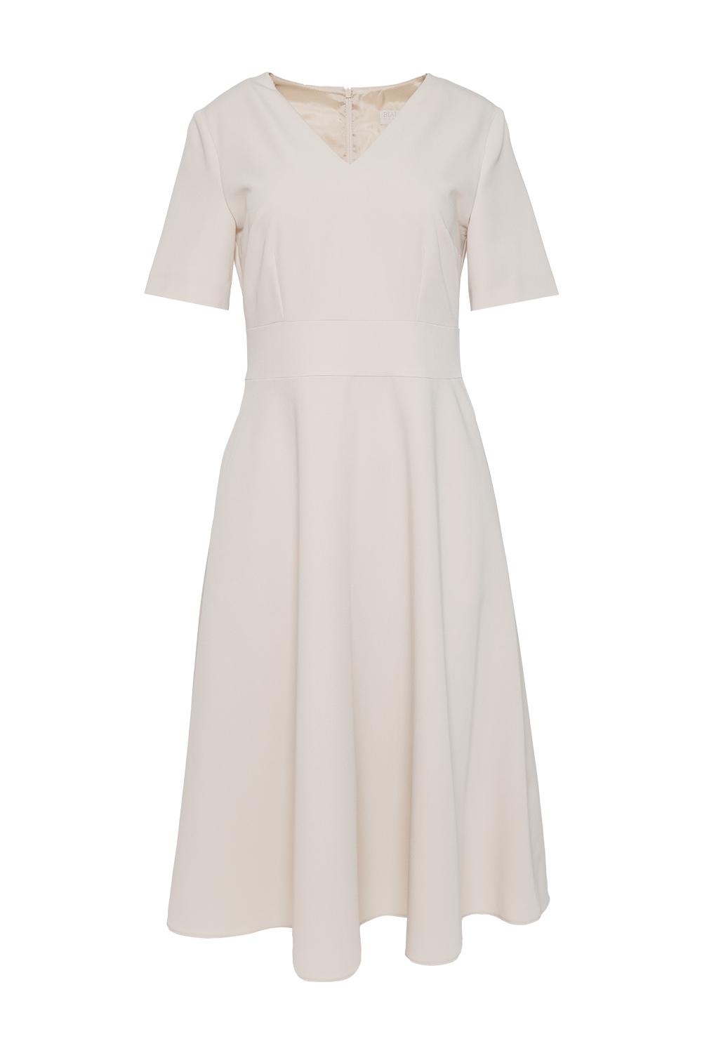 Classic formal dress with short sleeves | Bialcon.pl