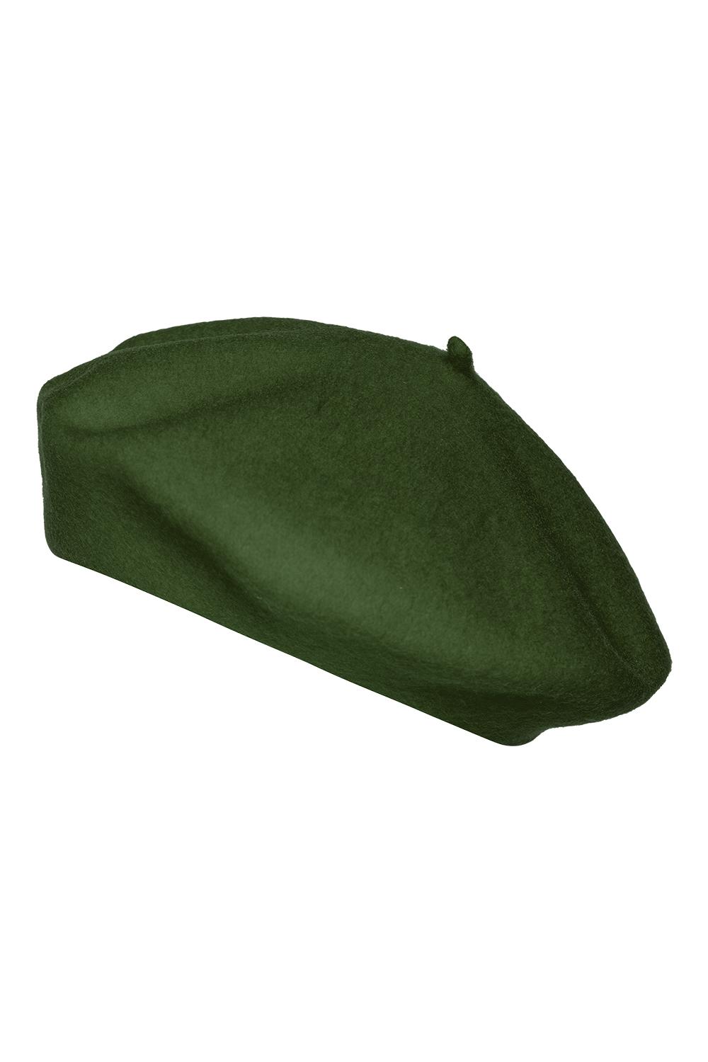 Oliwkowy beret z wełny