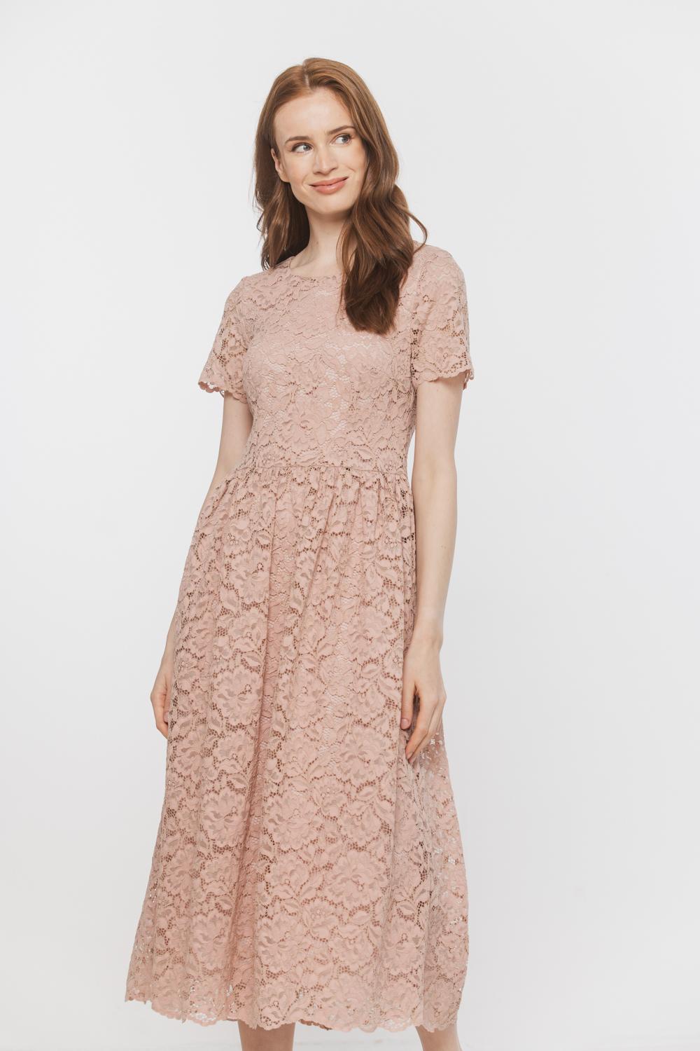 Dusty pink lace dress - Bialcon