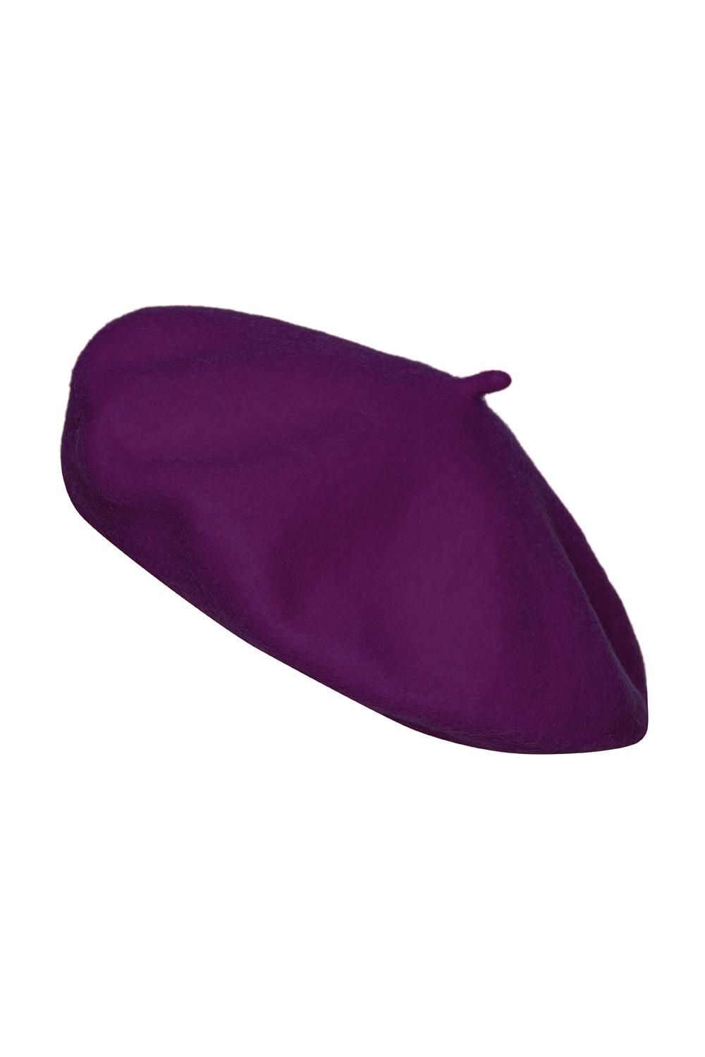 Wełniany śliwkowy beret