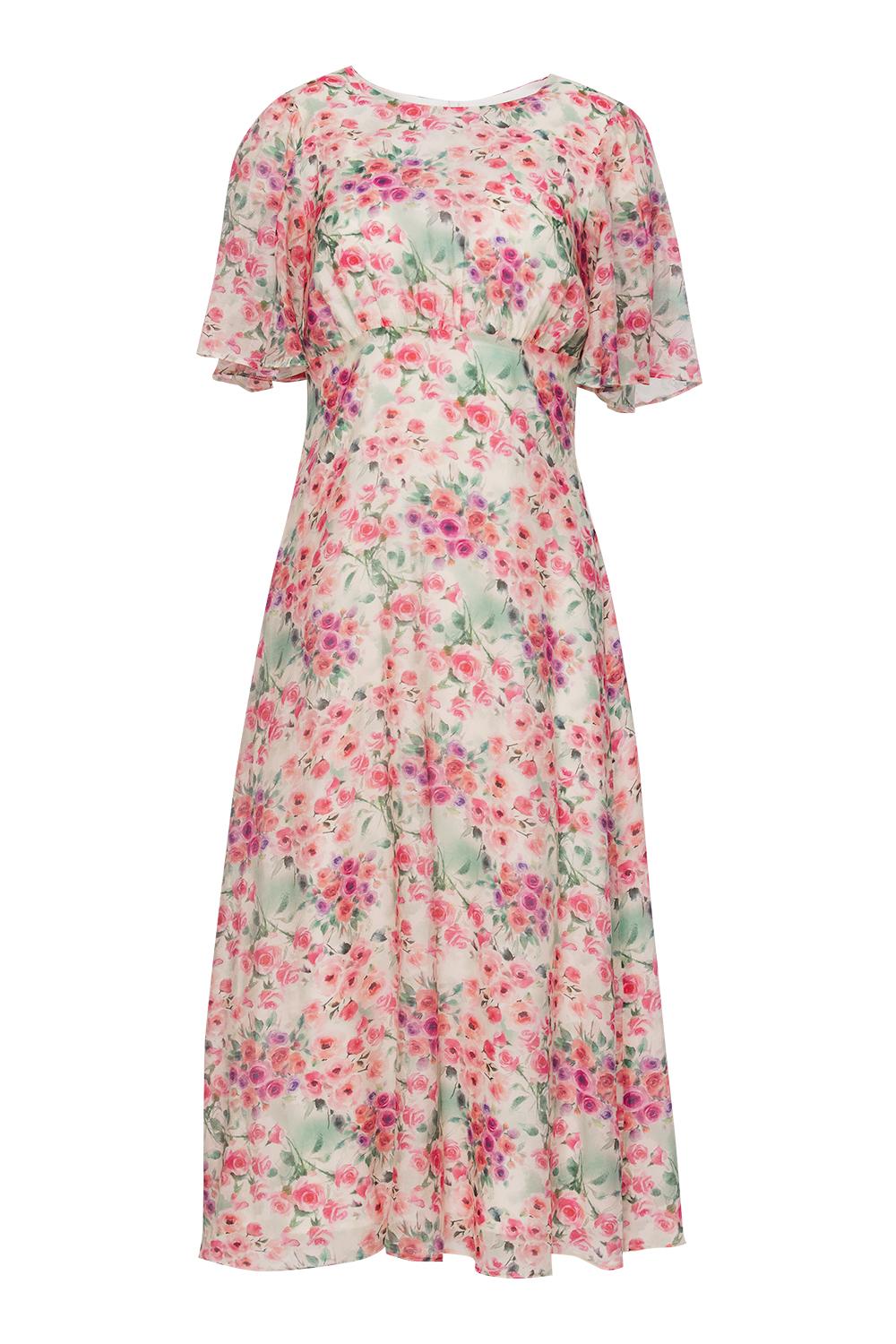 A smart floral dress with flowy sleeves - Bialcon