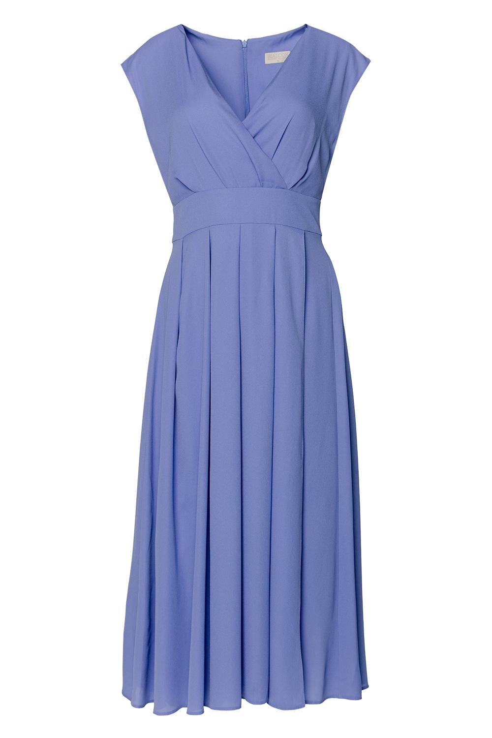 Formal midi dress with a flared bottom and a wrap-style cut | Bialcon.pl