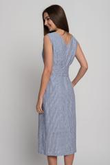 Luźna lniana sukienka za kolano bez rękawów