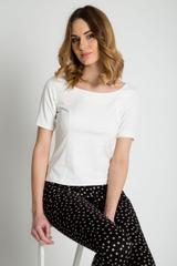 Elegancka bluzka ecru z krótkim rękawem