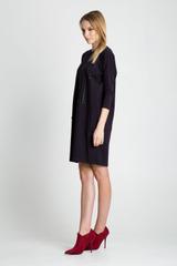 Grafitowa sukienka z rękawem 3/4