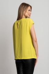Limonkowa bluzka z łezką z tyłu i zapięciem na guzik