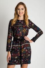 Wiskozowa sukienka w kwiaty z paskiem w talii