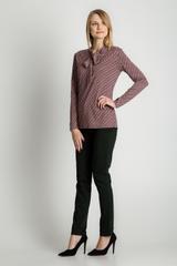 Dzianinowa bluzka z wiązaniem pod szyją i długimi rękawami