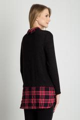 Sweter połączony z koszulą w kratę