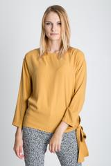 Musztardowa bluzka z długim rękawem i szarfą