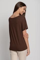 Dzianinowa luźna bluzka z nadrukiem liścia na przodzie