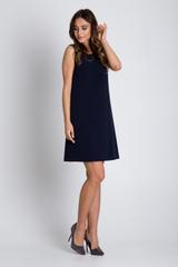 Granatowa sukienka na grubych ramiączkach