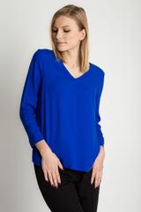 Szafirowa bluzka z dekoltem w literkę V