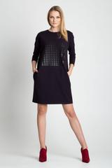 Grafitowa sukienka z rękawem 3/4