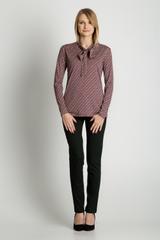 Dzianinowa bluzka z wiązaniem pod szyją i długimi rękawami