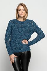 Niebieski sweter z okrągłym dekoltem
