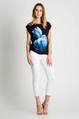 Czarna bluzka z tulipanem