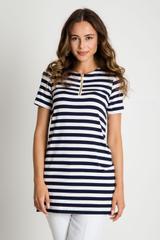 Tunika w paski z zamkiem na dekolcie