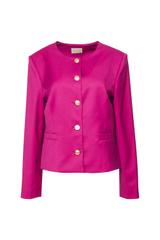 Amarantowy dopasowany żakiet ze złotymi guzikami