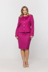 Amarantowy dopasowany żakiet ze złotymi guzikami