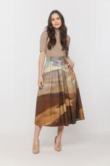 Artystyczna bawełniana spódnica z printem Chełmońskiego