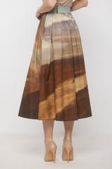 Artystyczna bawełniana spódnica z printem Chełmońskiego