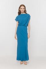 Asymetryczna turkusowa sukienka w stylu syrenki