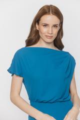 Asymetryczna turkusowa sukienka w stylu syrenki