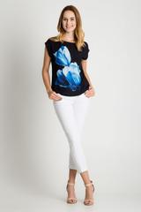 Czarna bluzka z tulipanem