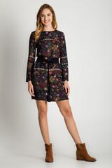 Wiskozowa sukienka w kwiaty z paskiem w talii