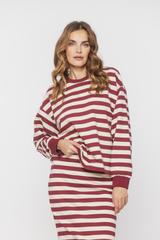 Bawełniana bluza w beżowo-bordowe paski