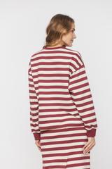Bawełniana bluza w beżowo-bordowe paski