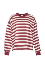 Bawełniana bluza w beżowo-bordowe paski