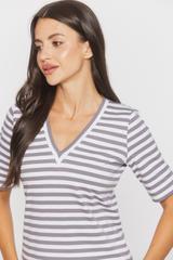 Cotton knitted blouse with a V-neck