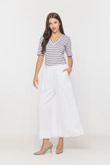 Cotton knitted blouse with a V-neck