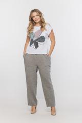 Bawełniana bluzka z nadrukiem abstrakcyjnego kwiatu