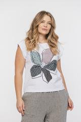 Bawełniana bluzka z nadrukiem abstrakcyjnego kwiatu