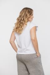 Bawełniana bluzka z nadrukiem abstrakcyjnego kwiatu