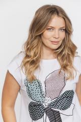 Bawełniana bluzka z nadrukiem abstrakcyjnego kwiatu