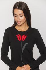 Bawełniana czarna bluzka z naszywaną aplikacją