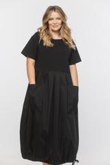 Bawełniana czarna sukienka midi z dzianinową górą