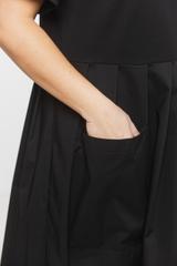 Bawełniana czarna sukienka midi z dzianinową górą