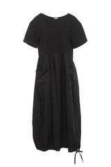 Bawełniana czarna sukienka midi z dzianinową górą