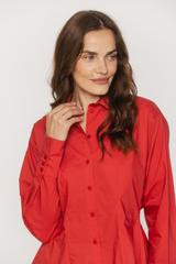 Bawełniana koralowa koszula z modelującymi gumkami