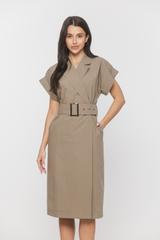 Bawełniana letnia sukienka z paskiem w kolorze oliwki